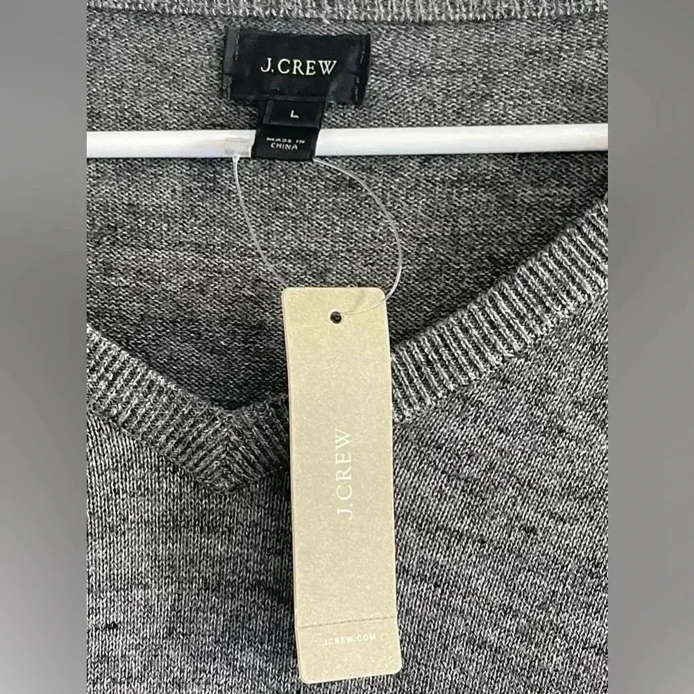 Men’s J. Crew V-Neck Cotton Sweater in Gray